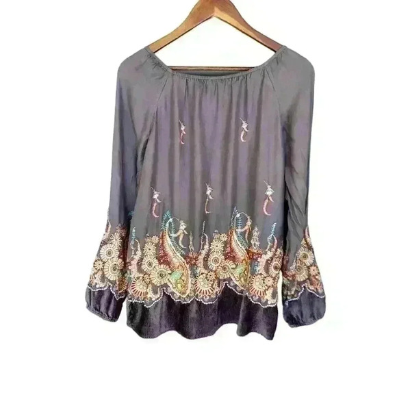 Sundance Boho Embroidered Peasant Top - Picture 2 of 6